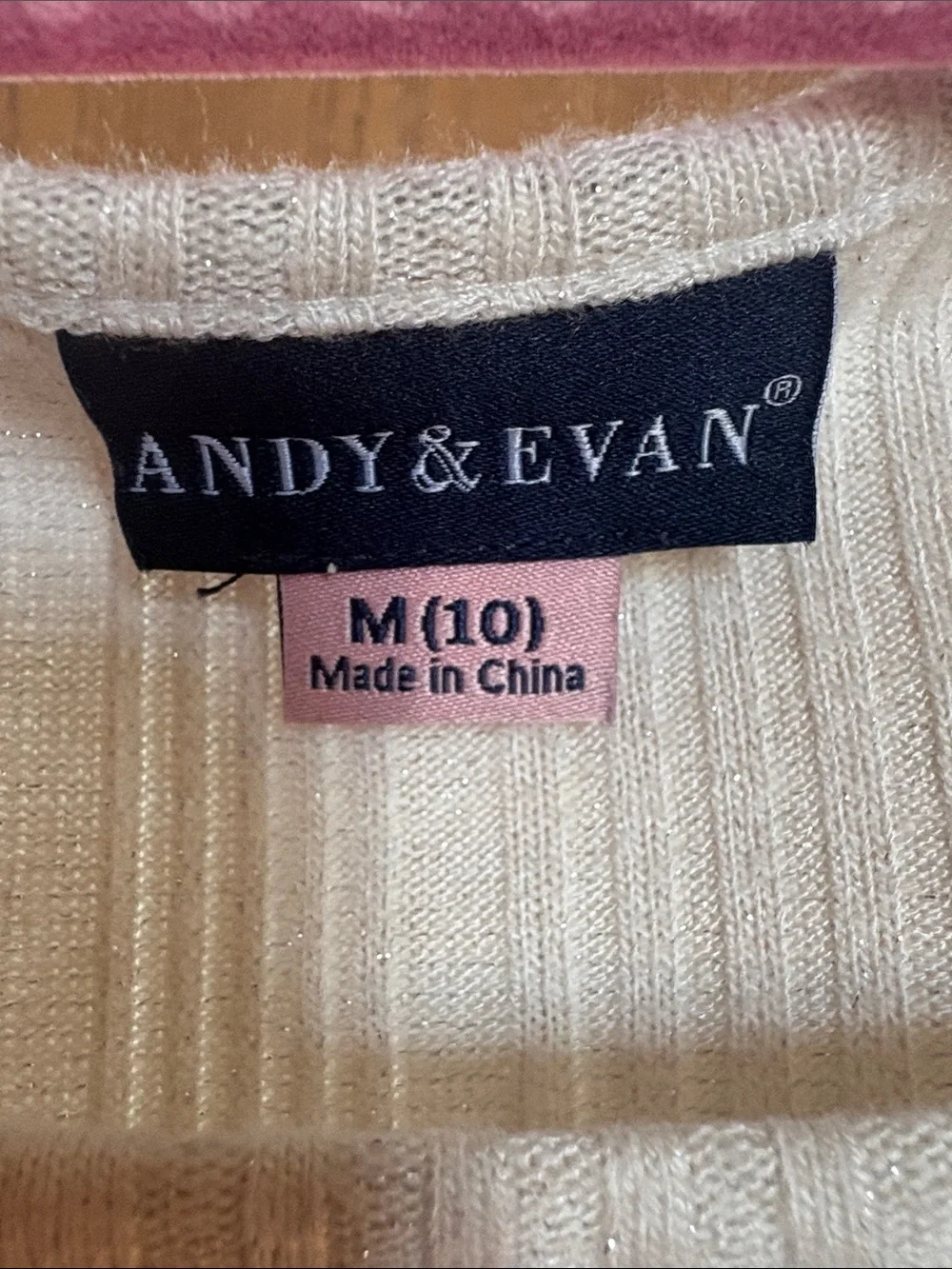 Andy & Evan Cream Ribbed Knit Top with Pink and Red Skirt
